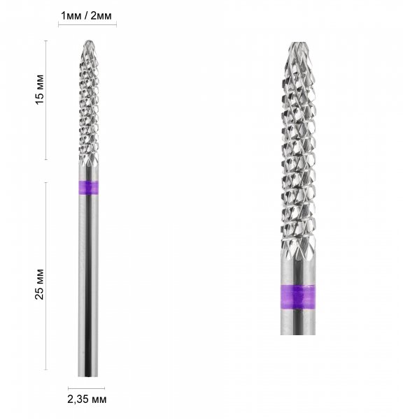 Фреза циліндр закруглений, фіолетова 23123 DLX - фотография товара. Купить с доставкой в интернет магазине Nailmag 