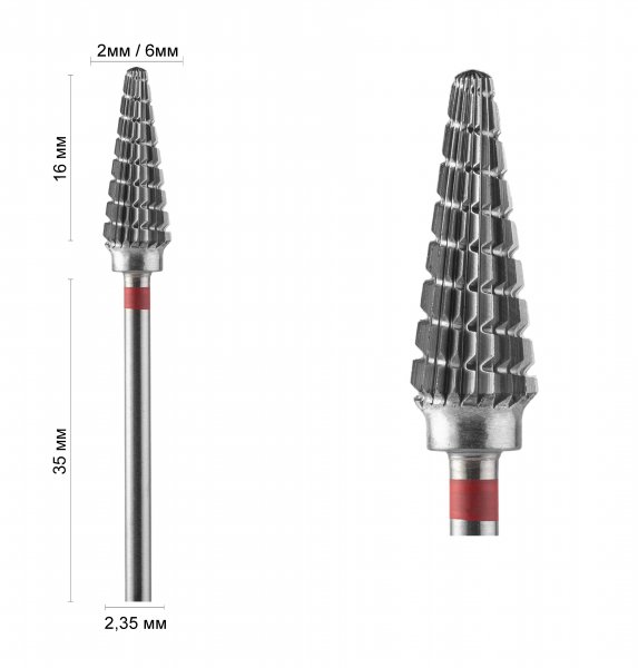 Фреза конус скруглений червоний 16004 Хільда DLX - фотография товара. Купить с доставкой в интернет магазине Nailmag 