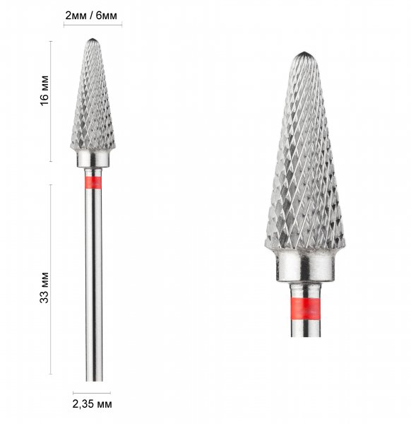 Фреза конус скруглений червоний для ЛІВШІ 12160 DLX - фотография товара. Купить с доставкой в интернет магазине Nailmag 