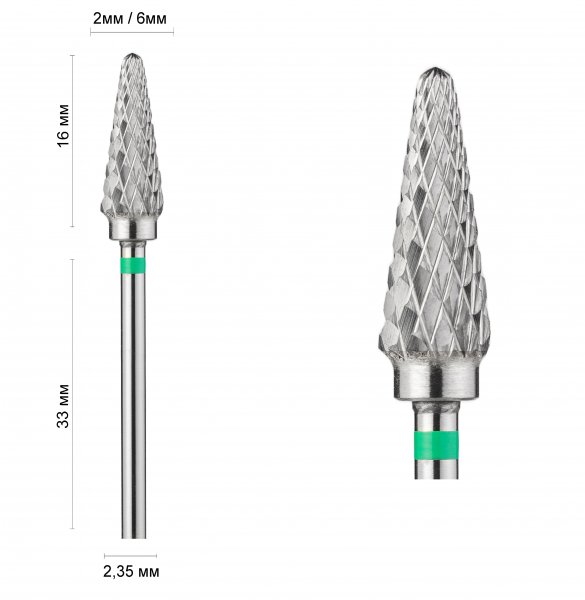Фреза конус скруглений зелений для ЛІВШІ 14160 DLX - фотография товара. Купить с доставкой в интернет магазине Nailmag 