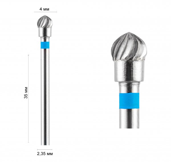 Фреза куля синя 4,0 мм DLX - фотография товара. Купить с доставкой в интернет магазине Nailmag 