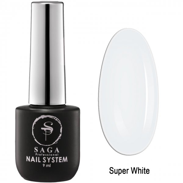 Гель-лак SAGA для ногтей Super White, Білий, 9мл