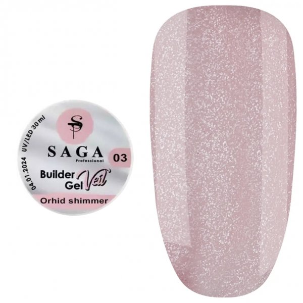 Гель моделюючий Saga Builder Gel Veil №03 (Шиммерний), 15 мл - фотография товара. Купить с доставкой в интернет магазине Nailmag 