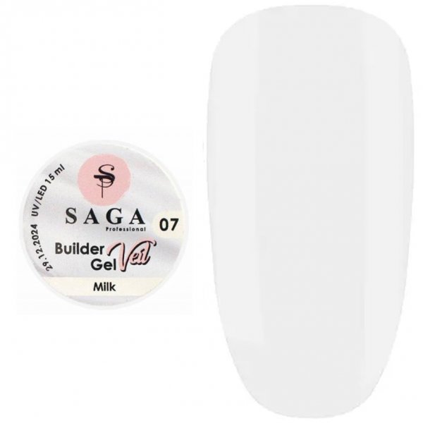 Гель моделюючий Saga Builder Gel Veil №07 (Молочний), 15 мл - фотография товара. Купить с доставкой в интернет магазине Nailmag 