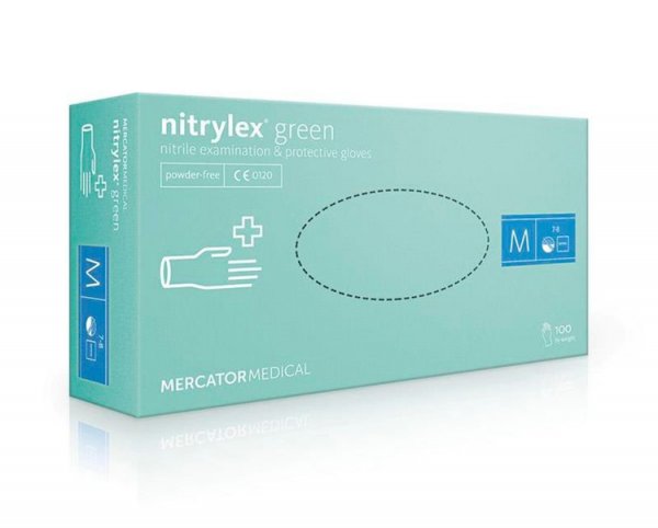 Рукавички нітрилові текстуровані NITRYLEX GREEN (50пар/уп), зелені - фотография товара. Купить с доставкой в интернет магазине Nailmag 